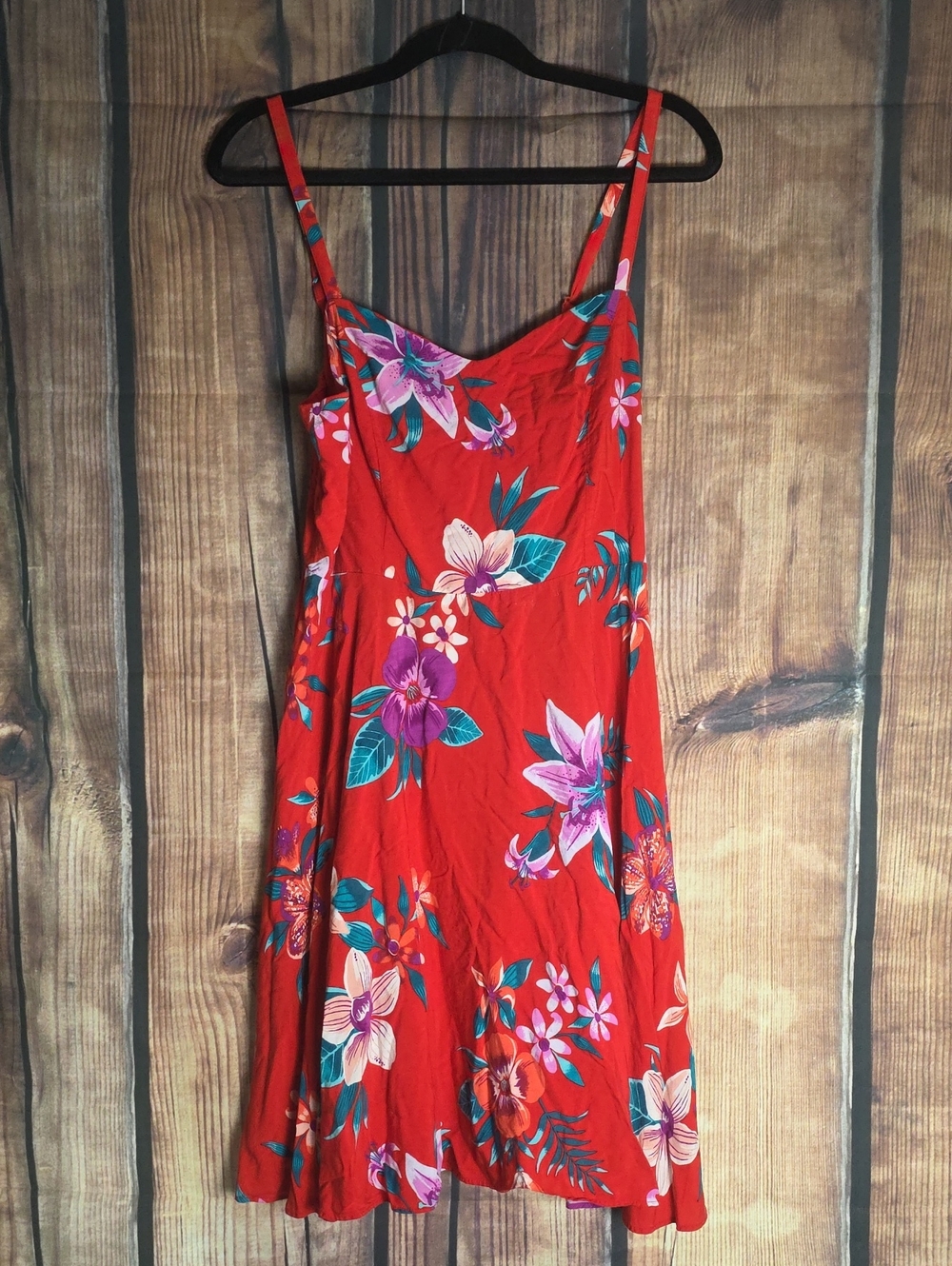 Old Navy Large Red Floral Mini Sundress with Spaghetti Straps